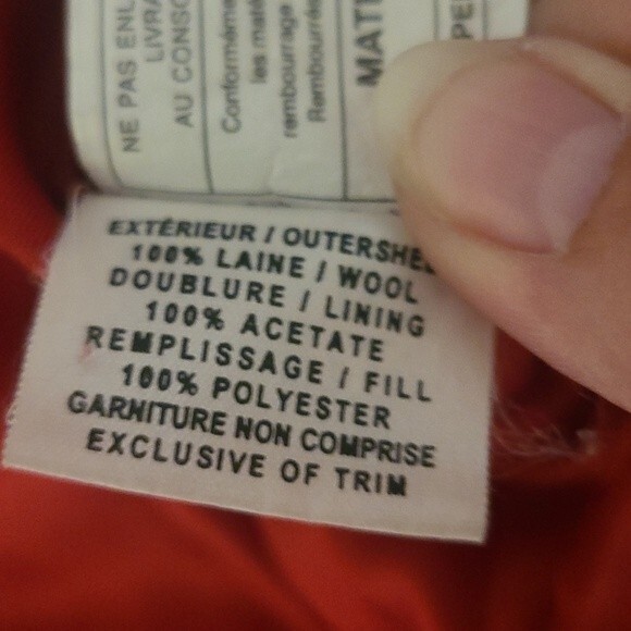 Hilary Radley Red Wool Mix Zip Up Hooded Coat Size L - Picture 13 of 15